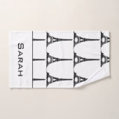 Elegantes White Eiffel Tower Paris Monogram Badhandtuch Set (Handtuch)