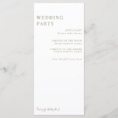 Elegantes White Floral Gold Text Hochzeitsprogramm Menükarte (Rückseite)