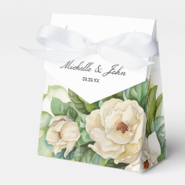 Elegantes White Floral Magnolia Namensskript Geschenkschachtel