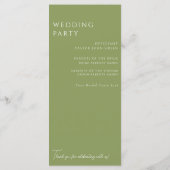 Elegantes White Floral Moss Green Wedding Programm (Rückseite)