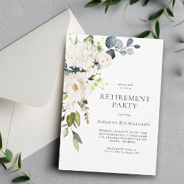 Elegantes White Floral Retirement Party Einladung