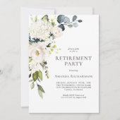 Elegantes White Floral Retirement Party Einladung (Vorderseite)