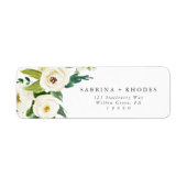 Elegantes White Floral Return-Address-Label (Vorne)