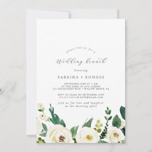 Elegantes White Floral Wedding Brunch Einladung