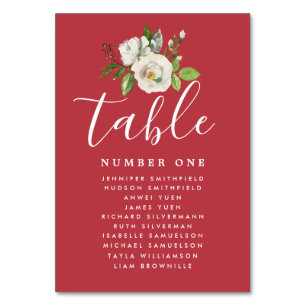 Elegantes White Floral Wedding Guest Seating Chart Tischnummer