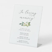 Elegantes White Floral Wedding Memorial Sockelschild (Vorderseite)