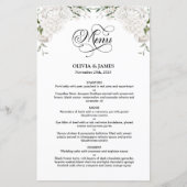 Elegantes White Floral Wedding Menu (Vorderseite)