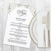 Elegantes White Floral Wedding Menu