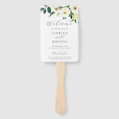 Elegantes White Floral Wedding Program Hand Fan Fächer (Vorderseite)