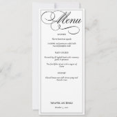 Elegantes White Formal Wedding Menu Einladung (Vorderseite)
