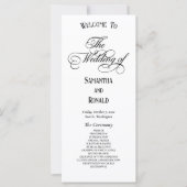 Elegantes White Formal Wedding Programm (Vorderseite)