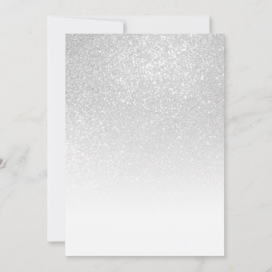 Elegantes White Funkelnd Glitzer Foto Quinceañera Einladung (Rückseite)