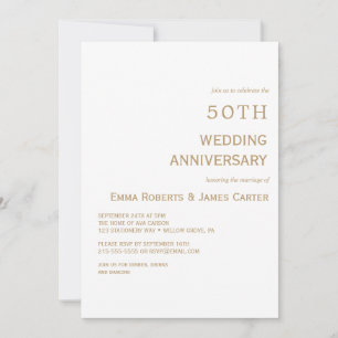 Elegantes White & Gold 50 Jahre alt Einladung