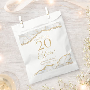 Elegantes White Gold Agate 20-jähriges Party Geschenktütchen