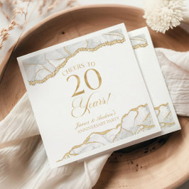 Elegantes White Gold Agate 20-jähriges Party Serviette