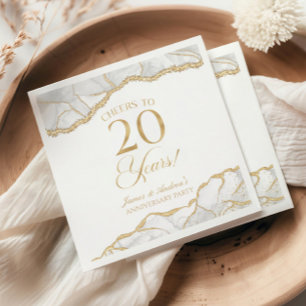 Elegantes White Gold Agate 20-jähriges Party Serviette