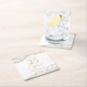 Elegantes White Gold Agate 25-jähriges Party Rechteckiger Pappuntersetzer (Vor Ort)