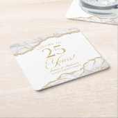 Elegantes White Gold Agate 25-jähriges Party Rechteckiger Pappuntersetzer (angewinkelt)