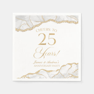 Elegantes White Gold Agate 25-jähriges Party Serviette