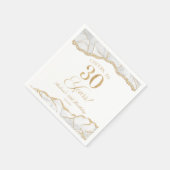 Elegantes White Gold Agate 30. Geburtstag Party Serviette (Ecke)
