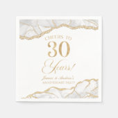 Elegantes White Gold Agate 30-jähriges Party Serviette (Vorderseite)