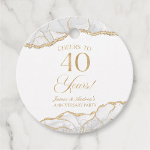 Elegantes White Gold Agate 40-jähriges Party Geschenkanhänger