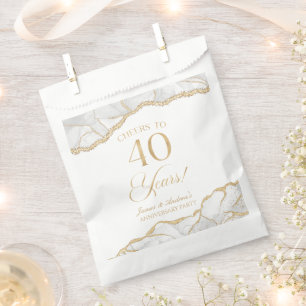 Elegantes White Gold Agate 40-jähriges Party Geschenktütchen