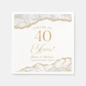 Elegantes White Gold Agate 40-jähriges Party Serviette (Vorderseite)