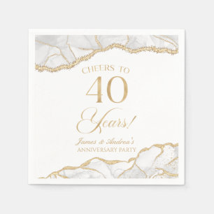Elegantes White Gold Agate 40-jähriges Party Serviette