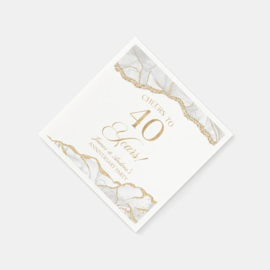 Elegantes White Gold Agate 40-jähriges Party Serviette (Ecke)