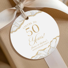 Elegantes White Gold Agate 50-jähriges Party Geschenkanhänger