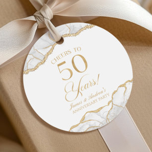 Elegantes White Gold Agate 50-jähriges Party Geschenkanhänger