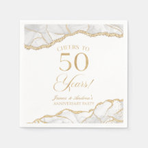 Elegantes White Gold Agate 50-jähriges Party