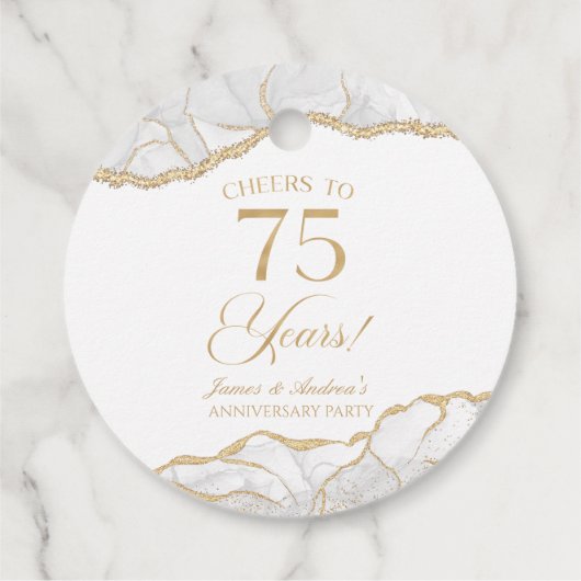 Elegantes White Gold Agate 75-jähriges Party Geschenkanhänger (Rückseite)