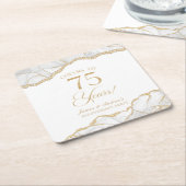 Elegantes White Gold Agate 75-jähriges Party Rechteckiger Pappuntersetzer (angewinkelt)