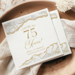 Elegantes White Gold Agate 75-jähriges Party Serviette