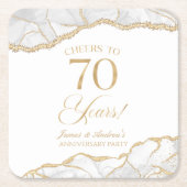 Elegantes White Gold Agate Party zum 70. Jubiläum Rechteckiger Pappuntersetzer (Vorderseite)