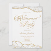Elegantes White Gold Agate Retirement Party Einladung (Vorderseite)