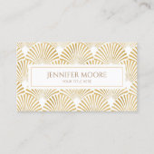 Elegantes White Gold Art Deco Muster Visitenkarte (Vorderseite)