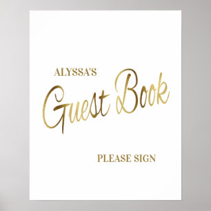 Elegantes White Gold Baby Shower Gästebuch