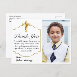 Elegantes White Gold Cross 1. Kommunion Vielen Dan Postkarte