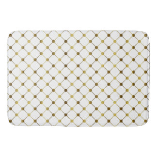 Elegantes White & Gold Dot Grid Badematte