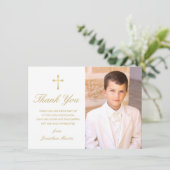 Elegantes White Gold First Communion Foto Vielen D Einladung (Stehend Vorderseite)