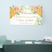 Elegantes White Gold Floral Willkommensbanner Banner (Messeveranstaltung)