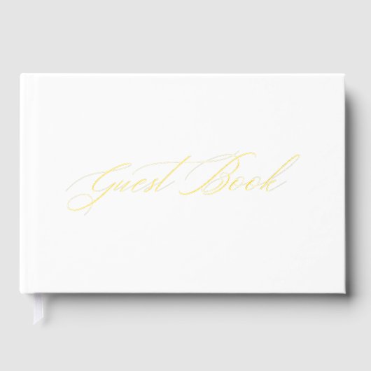 Elegantes White & Gold Foil Wedding Guest Book Gästebuch (Vorderseite)