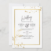Elegantes White & Gold Foto Einladung zur Hochzeit (Vorderseite)