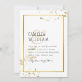 Elegantes White & Gold Foto Einladung zur Hochzeit (Vorderseite)