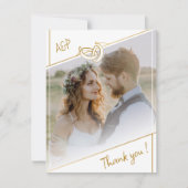 Elegantes White & Gold Foto Hochzeit Dankeschön Ca Dankeskarte (Vorderseite)