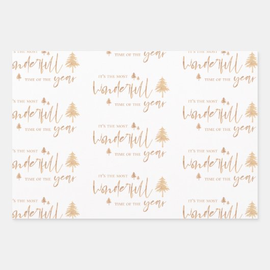 Elegantes White Gold Frohe Weihnachtsgeschenk Geschenkpapier Set (Vorderseite 3)