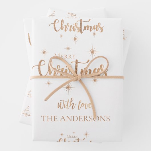 Elegantes White Gold Frohe Weihnachtsgeschenk Geschenkpapier Set (Beispiel)